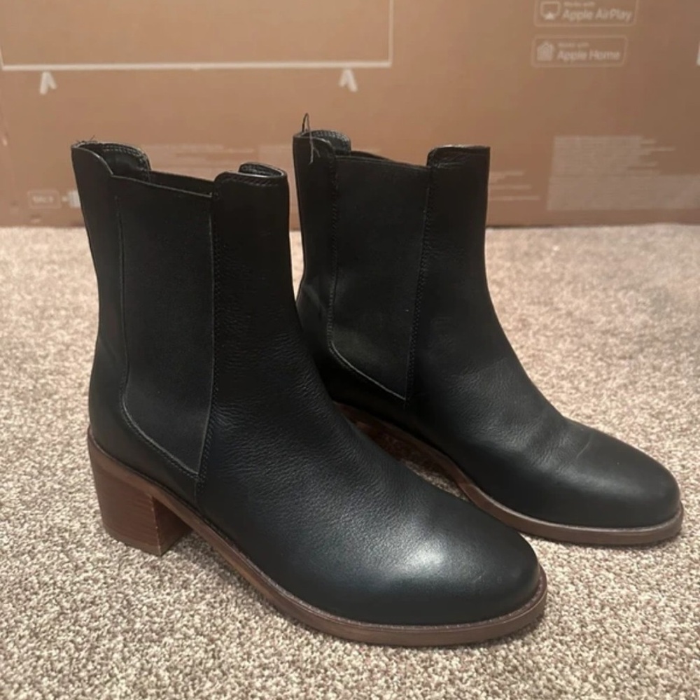 Next Black Ankle Boots with Brown Heel